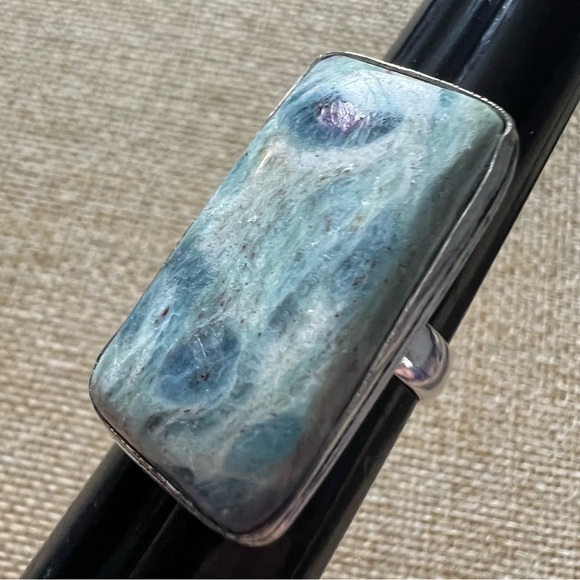 New Ruby Fuchsite Crystal Stone Silver Overlay Ring Size 6.75 - Picture 2 of 7